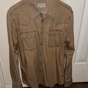 Tecovas Men's Denim Long Sleeve Pearl Snap Size M